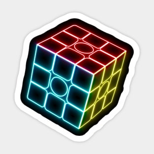 Neon Cube - Rubik's Cube Inspired Design for people who know How to Solve a Rubik's Cube Sticker